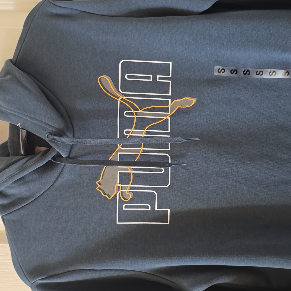 PUMA BRAND SIGNATURE MEN'S TEAL BLUE PULLOVER HOODIE SIZE SMALL